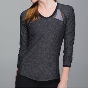 Lululemon Pace Pusher Long Sleeve
Heathered Black Light Luon Fabric  Size 2
